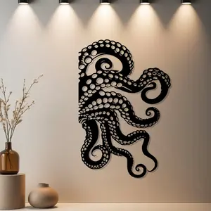 Housewarming Gift, 1pc Octopus Metal Wall Decor, Artwork, Octopus Statue Mural with Premium Finish - Ideal Gift for Wedding & Autumn Decor & Christmas & Spring Decor (Bridal Gift) - Metal Wall Sculptures for Home Wall & Garden Fence