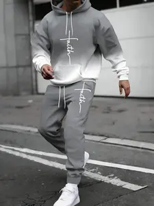 2-piece men's matching outfit set, including casual crew neck long sleeve hoodie and sweatpants, suitable for winter and autumn, designed for sports activities, suitable for Thanksgiving, Valentine's Day, Father's Day, Halloween, Christmas, holiday gifts,