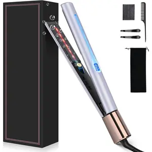 Titanium Flat Iron Hair Straightener, Curling Iron 1 Inch, Infrared Negative Ionic Hair Straightener 11 Adjust Temp 250°F to 450°F, Shiny Hair Dual Voltage 110-240V, Gift, Rose Gold