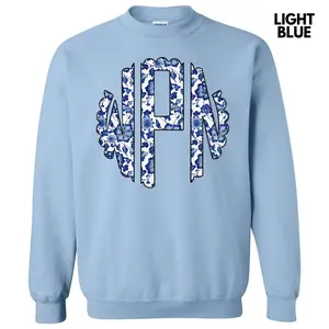 Blue Florals Monogram Sweatshirt 'NLB'