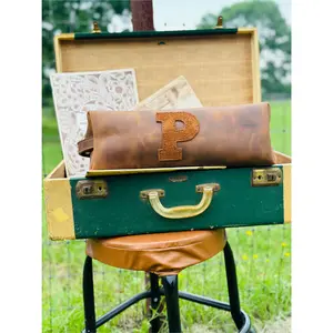 Hand-Stitched Leather Shave Bag