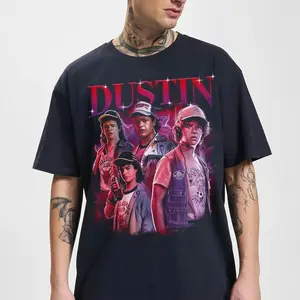 Retro Bootleg Dustin Henderson T-shirt Stranger Final Season Signature Sweatshirt Hoodie 5R7