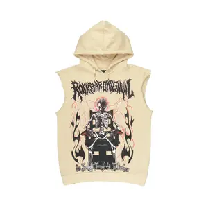 Deathrow 2.0 Beige Cut Sleeve Hoodie