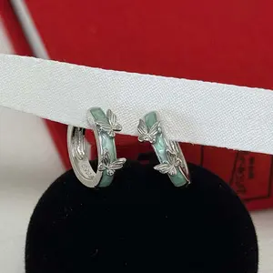 Springtok Y2K Green Oil Drop Butterfly Earrings Women Daily Piercing Jewelry Gift