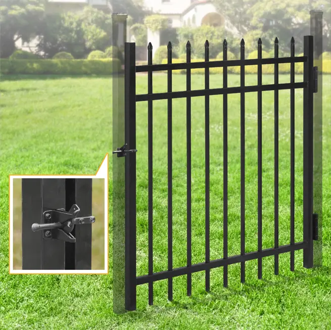 Fencer Wire Heavy Duty Pinnacle Fence Gate, 4FT Height x 4FT Width Outdoor Fence Gate, Outdoor Anti-Rust Metal Steel Gate for Fencing Barrier, Decorative Garden Gate for Residential, Yard, Pool, Patio, Pack of 1/5/10