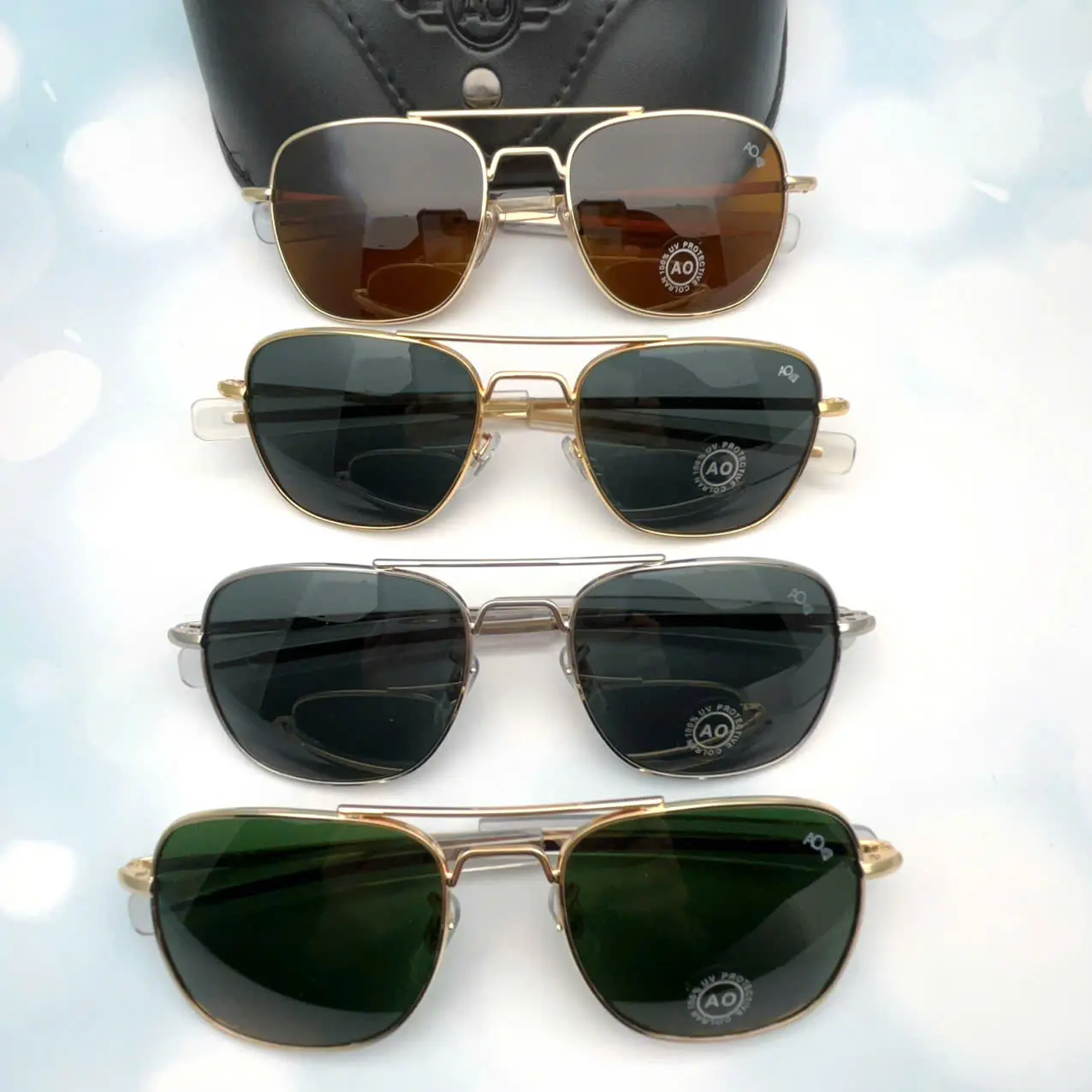 American Optical (AO) Classic Aviator US Pilot Sunglasses – Polarized Glass Lenses with Maximum Anti-Glare & 100% UV Protection FullBox