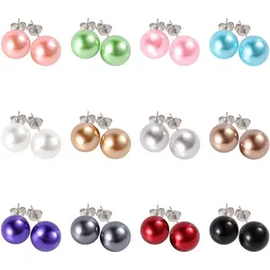12pairs Assorted Mixed Color Wholesale Lot Glass  Earrings Studs  Set Stainless Steel Earrings Pin for Women
