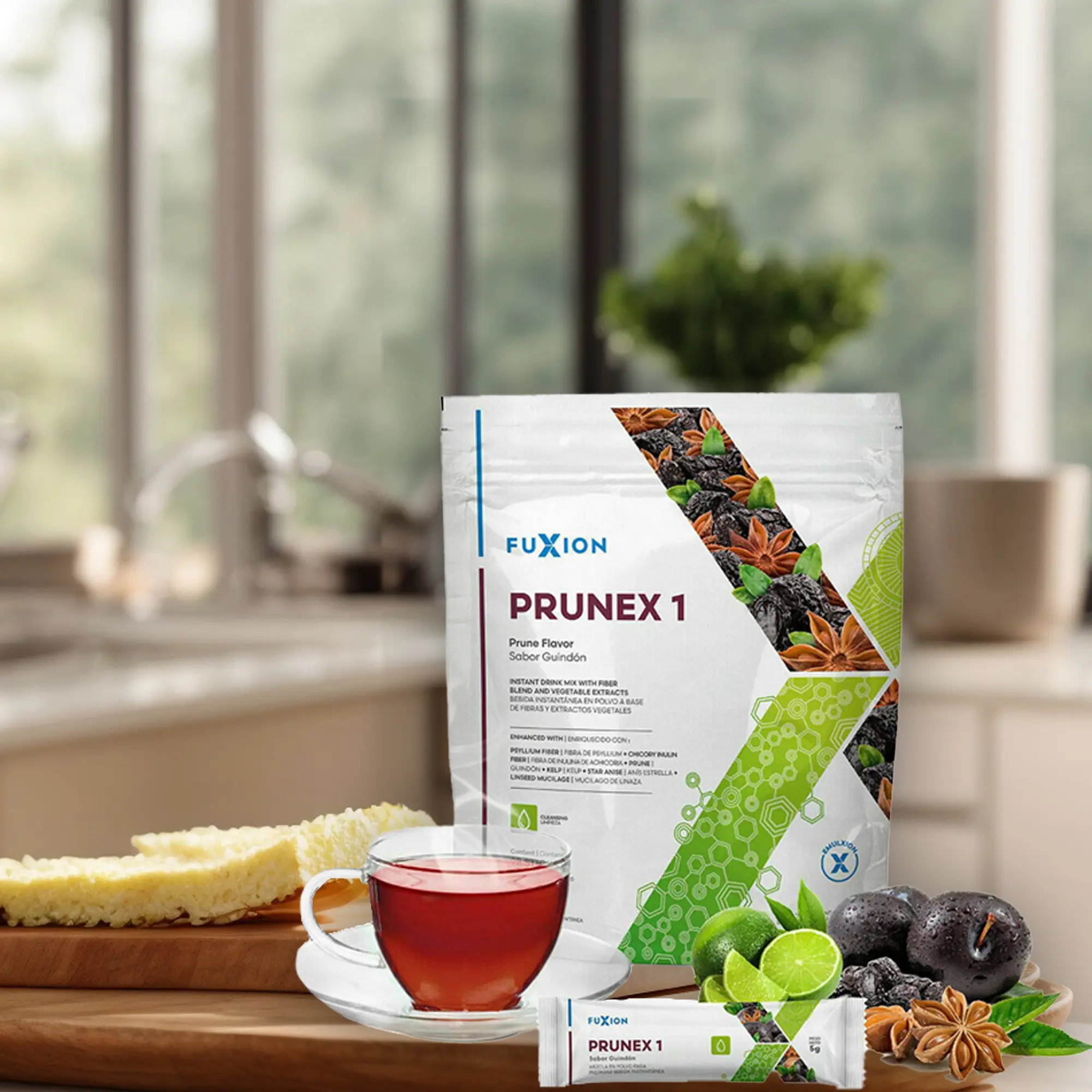 FuXion Prunex 1 - Best Colon Cleanse Detox Tea for Women & Men with Prune Flavor, Liberate The Transit in Your Digestive System - 28 Sticks (1-2 Daily) Natural Beverage Fiber Sugar Drink