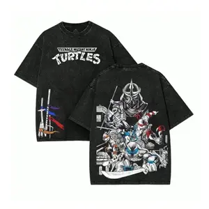 Men's Vintage TMNT Double-Sided Washed Oversized Short-Sleeve T-Shirt, Aesthetic Casual Y2K Gym Top