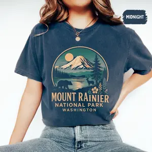 Vintage Mount Rainier National Park T-Shirt, Nature Lover Apparel, Washington State Graphic Tee Outdoor Adventure gift Hiking Casual Top