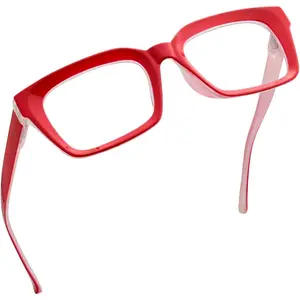 Ladies Reading Glasses - Oversized Square Design Readers for Women Red
