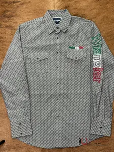 Wrangler Men's Grey Mexico Letters Classic Fit Shirt - 112367728
