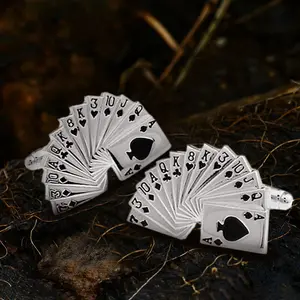 GTHIC Poker Themed Cufflinks - Brass Minimalist Accessory Gift for Couples & Card Players