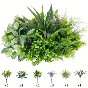 12Pcs Artificial Plants Outdoor UV Resistant Greenery Stems Set, Garden Decorative Flower, Faux Lavender Shrubs, No Fade Faux Plants for DIY Porch Planter Window Box Hanging Basket Garden Patio Home Wedding Decor, Artificial Flowers for Outside