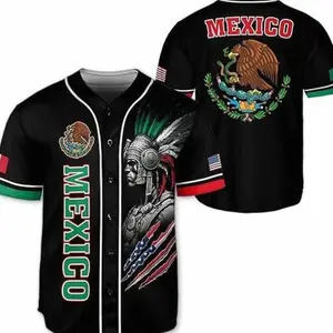 Mexico Heritage Baseball Jersey, Tricolor Limited Edition Shirt with Embroidered Eagle, Oversized Streetwear, Full Color Range