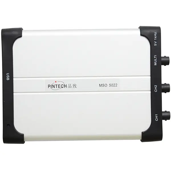 PINTECH MSO5022 PC Oscilloscope 25MHz, Portable Oscilloscopio with 2 Channels, 100MSa/s Sampling Rate, 5K Storage Depth, Slim Digital Tablet Oscilloscope with USB Power Supply