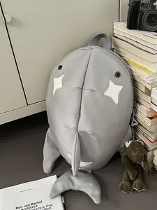 Men's Casual Shark Backpack with Zipper Closure, Trendy Dual-Shoulder Bag, Korean Style Travel Laptop Backpack, Durable Backpack, Random Print Design