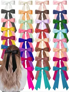 Women Hair Accessories Set, 3/6/10pcs Random Color Bow Clips, Pure Color Butterfly Design, Metal Material, Summer & Fall Season