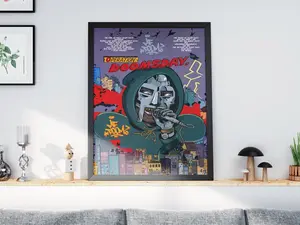 MF Doom Inspired Poster, MF Doom Digital Art, Rap Poster, Comic Book Print, Music Poster, Hip Hop Art, Album Poster, Gift for Rap Lover.