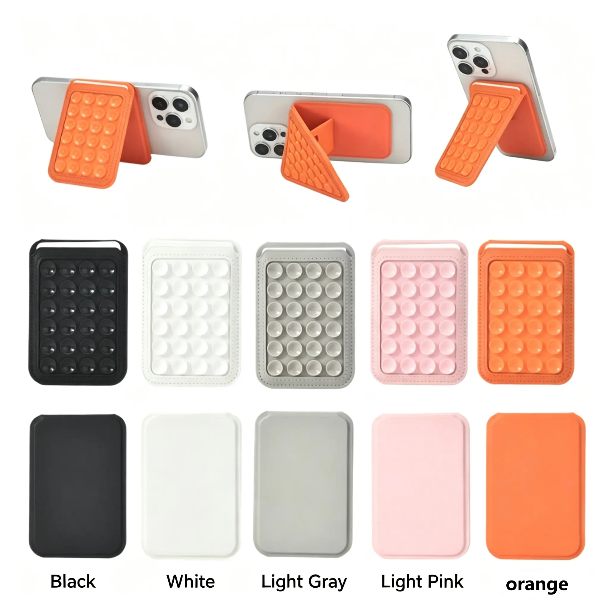 MagSafe Foldable Card Holder Stand – Silicone Grip Suction Cup Mount for iPhone, Anti-Slip Portable Wallet with Sturdy Kickstand, Multifunctional Phone Accessory