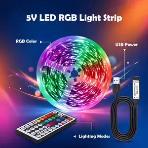 Infrared Remote Control RGB Flexible LED Strip Light, Adjustable Led Lights, Interior Led Lights, Lighting Modes, USB Powered, Ideal for Room, Cabinet, Stairs, Living Room Decor, Holiday Decor, Christmas, Halloween, Valentine's Day, Led Lights Strips