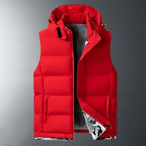 Fleece cotton vest, men's fleece-lined thick warm vest, sleeveless jacket with hood, men's autumn and winter vest, slim fit, fleece lining, windproof warm vest, camouflage patchwork design, street motorcycle style, fashionable and versatile, suitable for