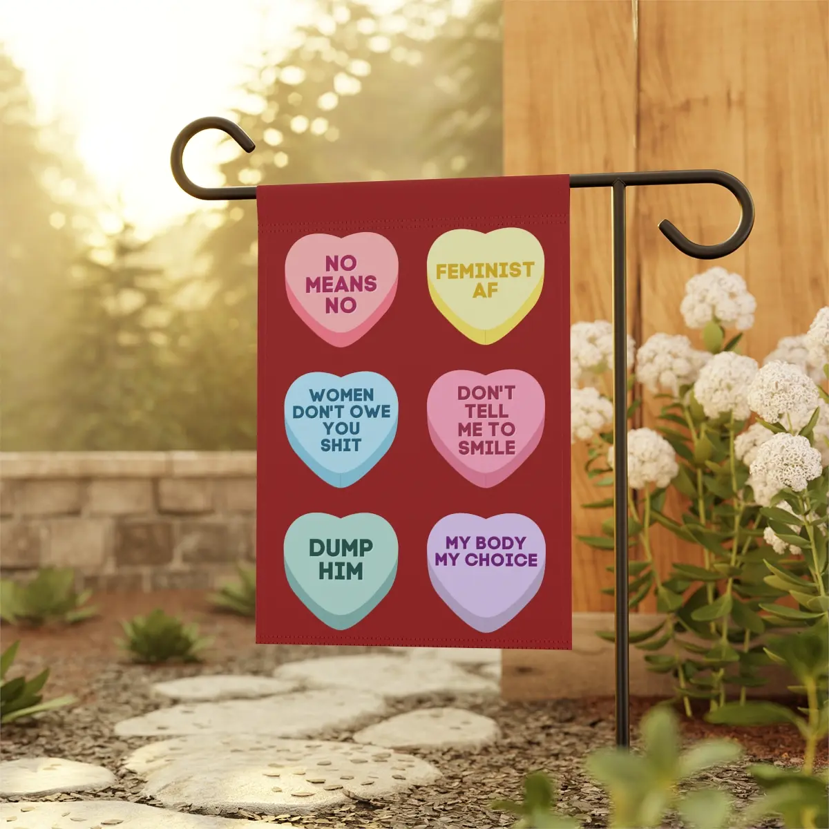 Conversation Hearts Feminist Valentines Galentines Day Love Candy Feminism Outdoor Flag Yard Garden Bunting Banner Women's Empowerment Girl