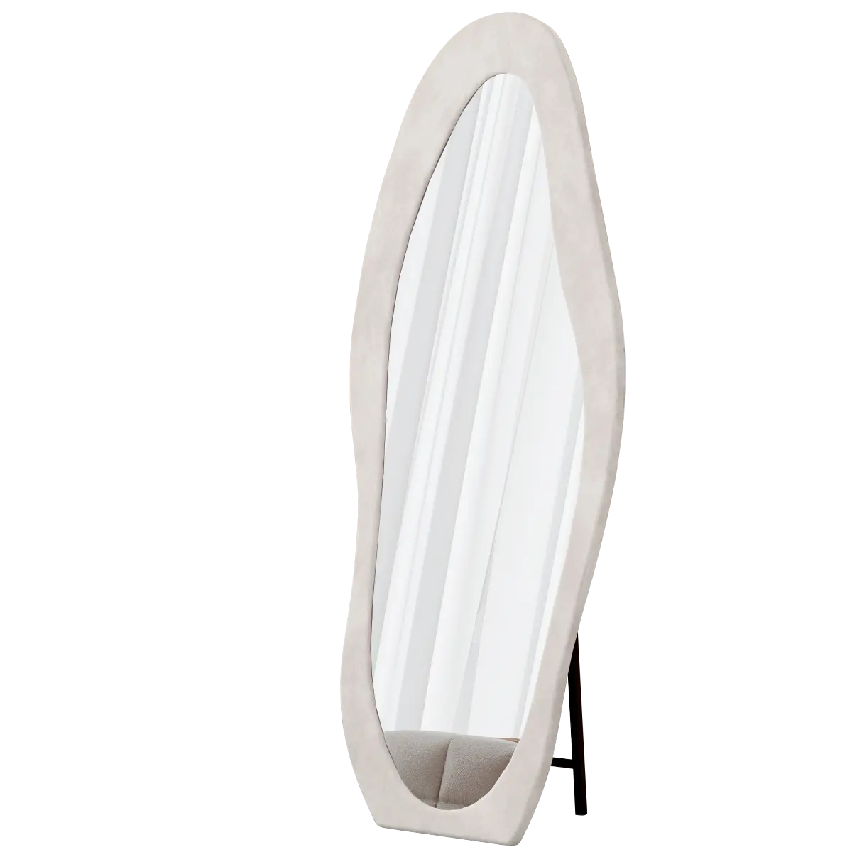 63x24 In Modern Durable Irregular Wavy Mirrors Full Length, Flannel-Wrapped Synthetic Wood Frame, Shatterproof Tempered Glass, High-Definition, Floor-Standing & Wall-Mounted for Bedroom Decor