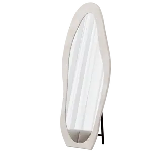 63x24 Inch Irregular Wavy Full-Length Mirror, Flannel-Wrapped Synthetic Wood Frame, Shatterproof Tempered Glass, High-Definition, Floor-Standing & Wall-Mounted Large Body Mirror for Bedroom, Living Room