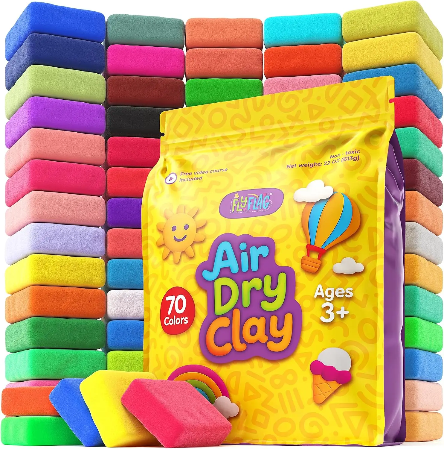 70 Colors Ultra Light Air Dry Clay Kit – Soft, Non-Toxic Modeling Clay for Kids with Craft Tools & Step-by-Step Tutorials – Perfect DIY Kids Halloween Gift & Spooky Creative Play