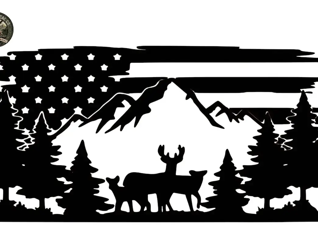 Deer American Flag Window Decal