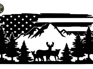 Deer American Flag Window Decal