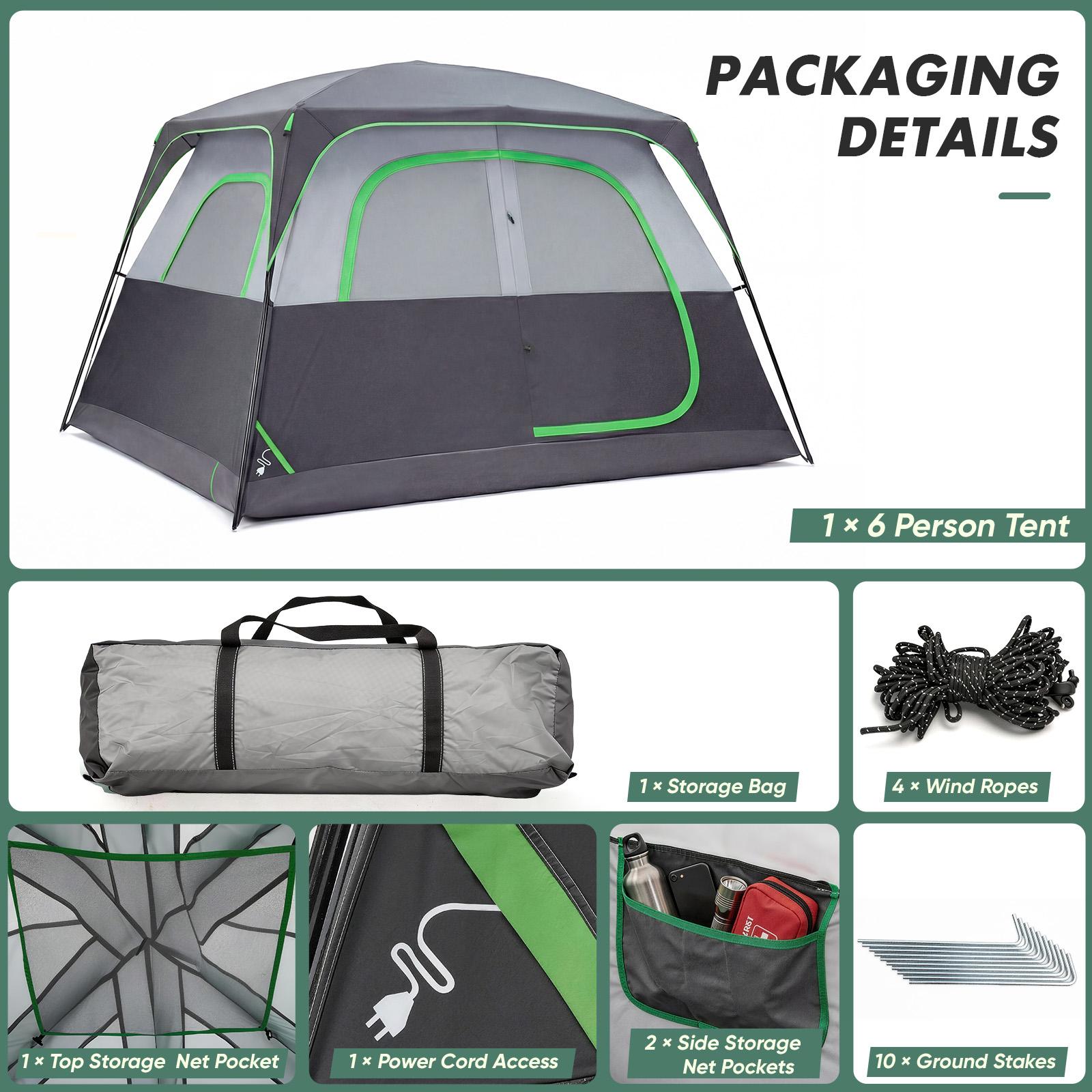 6 Person Dome Camping Tent 121 Inch, Waterproof & Windproof Family Tent with Mesh Windows & Skylight, Easy Setup Portable Tent for Camping, Hiking & Outdoor Trips