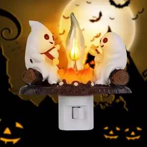 Halloween Ghost Campfire Nightlight,Ghost Campfire Flickering Nightlight,Funny Halloween Night Light Indoor Decorations