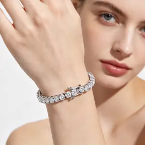 18K Gold 4A Zirconia Tennis Chain Bracelet |   Euro-American Full Diamond Hand Jewelry, Unique Fashion Accessory, Light Luxury Jewelry