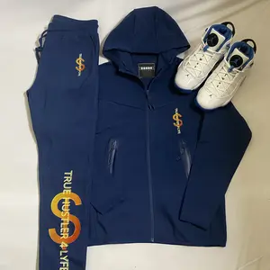 True Hustler 4 "Ocean Blue" Lyfe Black Tech 2 Piece Jogging Suit (unisex)