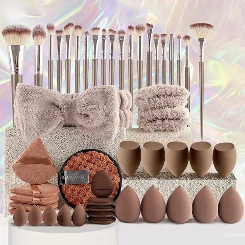 Yostyle 49-Piece Elegant Makeup Brushes Set for Beginners, Multi-Functional Cosmetic Tool Kit with Foundation Brush for Flawless Face Application, Champagne Beauty Kit, Black Friday Offer