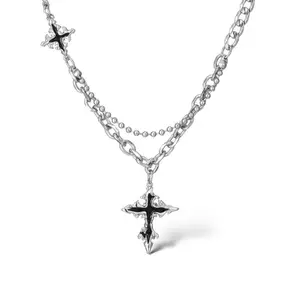 Cross Pendant Necklace for Men Women Streetwear Unisex Hip Hop Style
