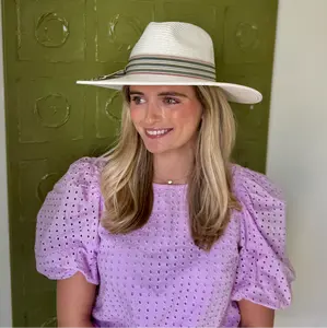 White Safari Hat with Ribbon Detail