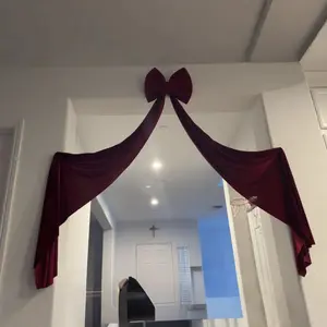 Large Wine Velvet Bow Tie Decoration, Festive Atmosphere Decor, Christmas Window Hanging Ornament, Holiday Home Decor, Christmas Ornaments