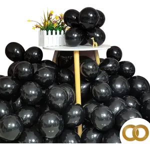 200pcs Black Balloons 5 Inch Matte Black Latex Balloons with 2 Rolls of Ribbon Small Black Party Balloons for Birthday Wedding Halloween New Year's Party Festival Arch Garland Decorations