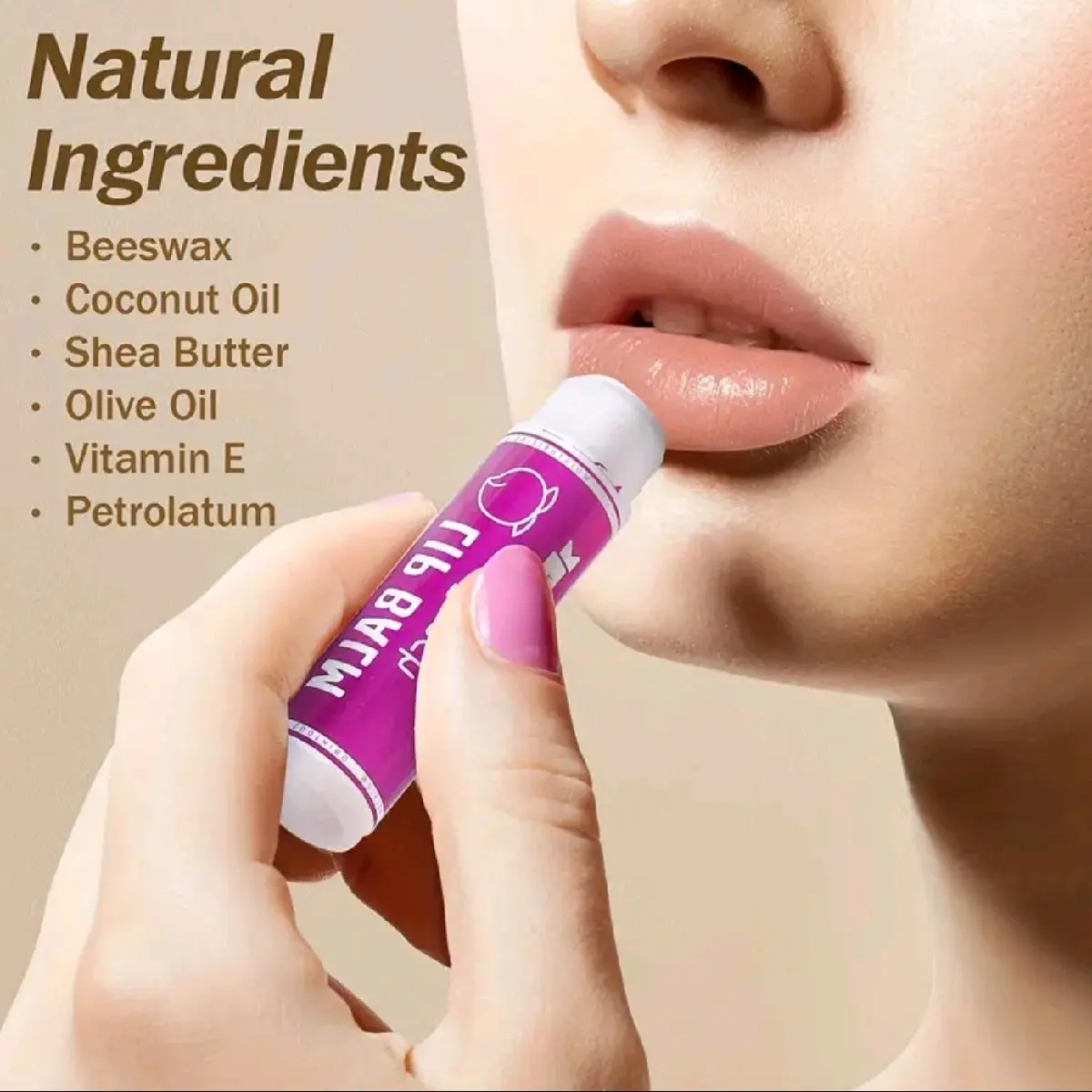 Moisturizing Lip Balm. There is strawberry, grape, orange, cherry, mango, peach, pineapple, coconut, watermelon, vanilla, peppermint and rose flavors. Its organic made of all natural materials coconut oil, shea butter, beeswax and vitamin E.