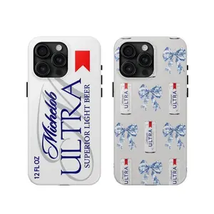 Cute Michelob Ultra Beer Can Blue Ribbon Bow Coquette Heavy Duty Tough Phone Case Shockproof Drop Protection Durable Hard Cover Aesthetic for iPhone 11 12 13 14 15 16 17 Pro Max Plus