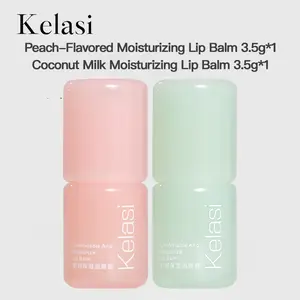 Kelasi Moisturizing Lip Balm 2pcs Set – Coconut & Peach Flavor | 99.87% Non-Greasy, Hydrates 24h, Reduces Lip Lines!