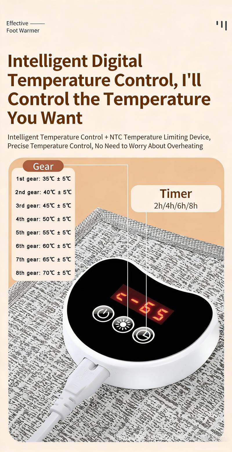 Foldable Under Desk Foot & Leg Warmer with Soft Blanket Portable Electric Space Heater for Office and Home Quiet Heating Pad for Feet Knees & Legs Compact Winter Warmth Solution