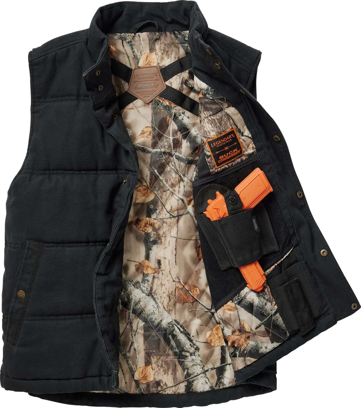 Men's Buck Commander Concealed Carry Cabin Creek Quilted Canvas Vest Men's Buck Commander Concealed Carry Cabin Creek Quilted Canvas Vest