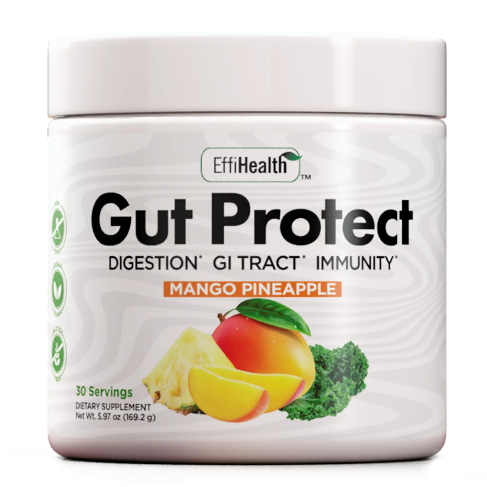 GutProtect Greens Superfood Powder with Probiotics & Prebiotics – Super Greens Powder, Smoothie & Juice Mix Powder - Digestive Health, Immune Health & Regularity Support – Mango, Pineapple