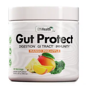 GutProtect Greens Superfood Powder with Probiotics & Prebiotics – Super Greens Powder, Smoothie & Juice Mix Powder - Digestive Health, Immune Health & Regularity Support – Mango, Pineapple