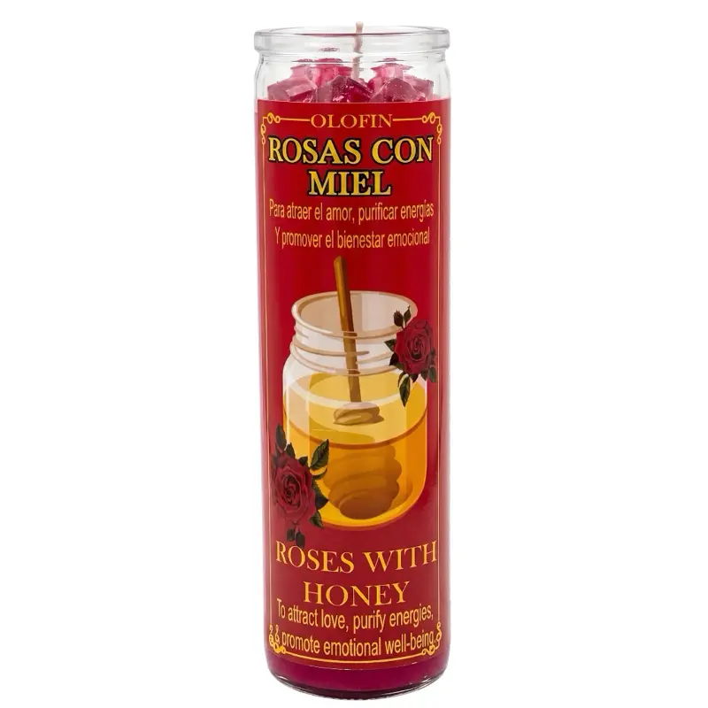 Rosas Con Miel (Roses With Honey) Prepared Ritual Candle Perfumed