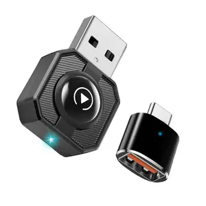 Wireless CarPlay & Android Auto Adapter Plug & Play 2-in-1 Conversion for Wired Apple CarPlay Cars USB/USB-C Compatible Works with iPhone iOS 10+ & Android 11+ Smartphones